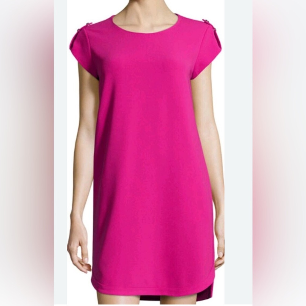 DIANE VON FURSTENBERG Dominique Dress 12 Magenta Pink Shift Cap‎ wedding guest